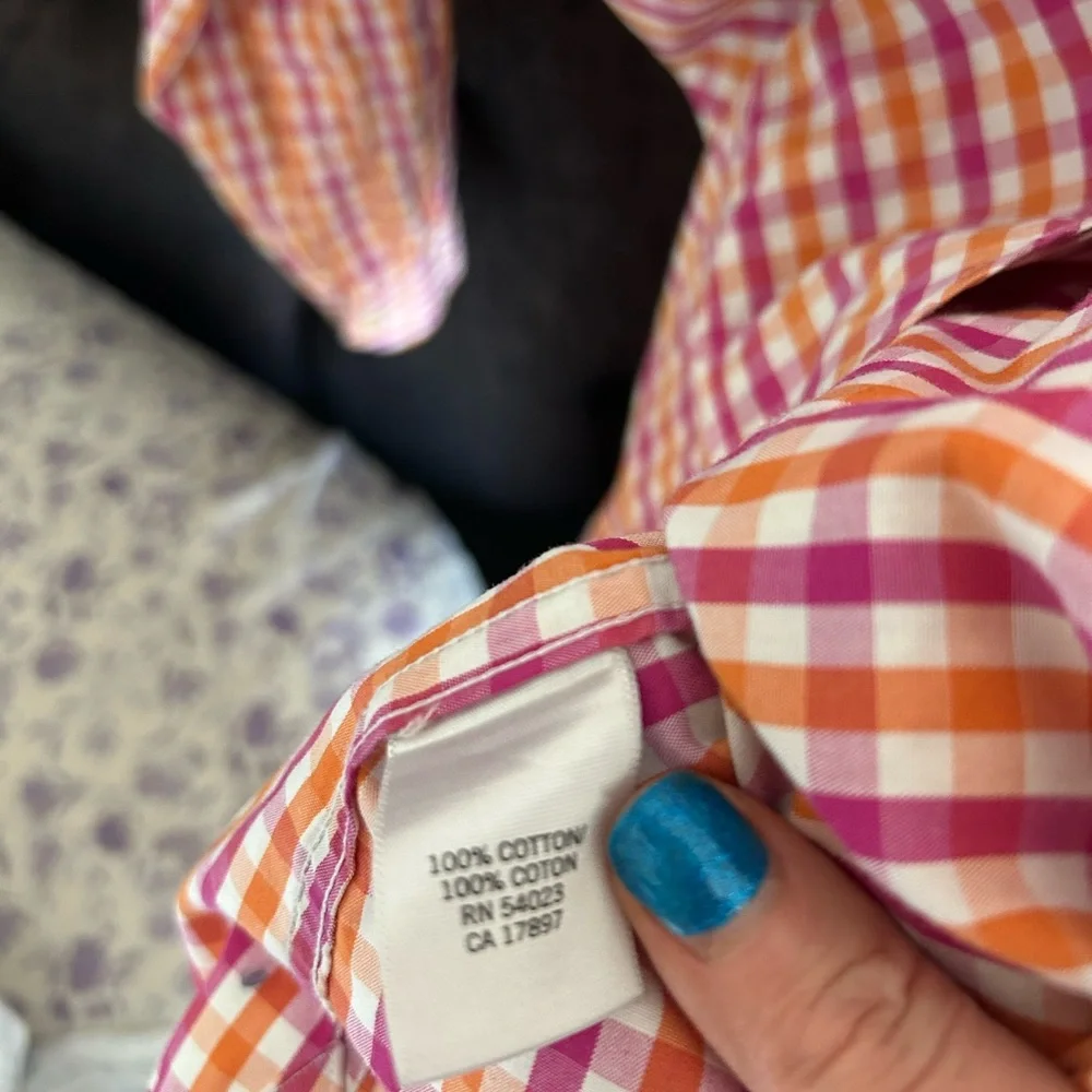 Banana Republic Red and Yellow Casual Button Down Shirt